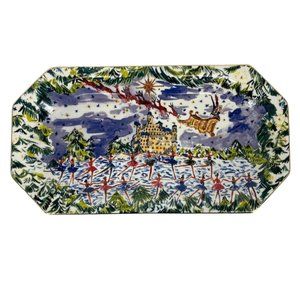 Anthropologie Pauline de‎ Roussy de Sales Platter Navy Nutcracker Christmas 2022